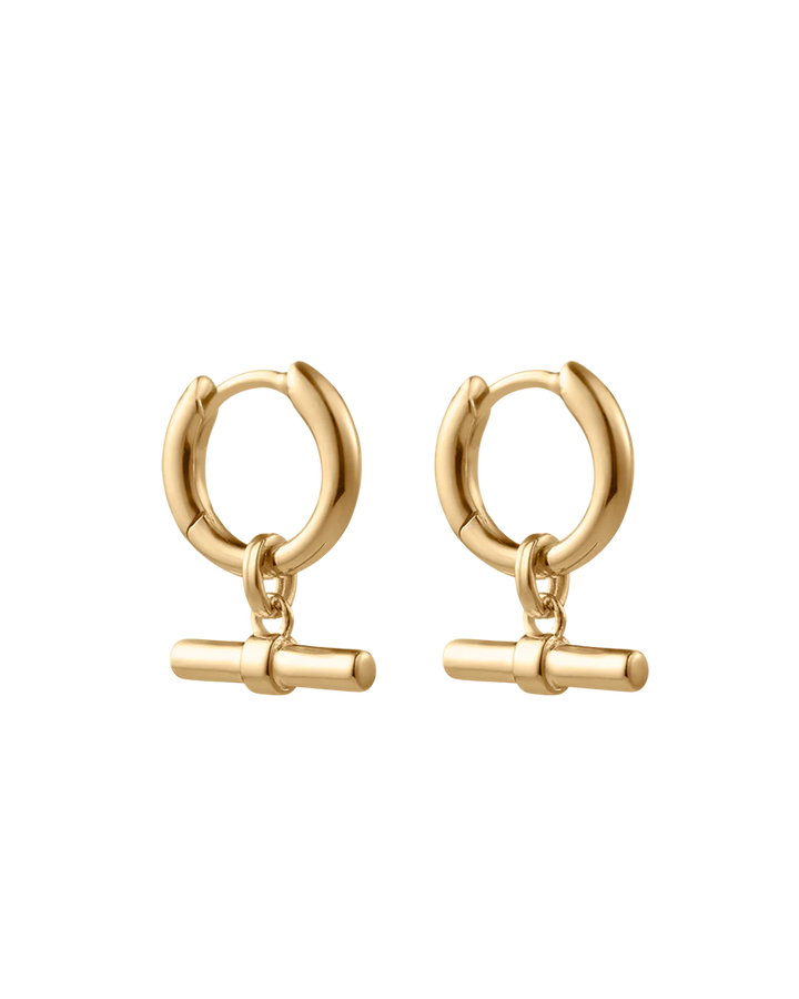 Kirstin Ash Rhythm T-Bar Hoops 18ct Gold Plated