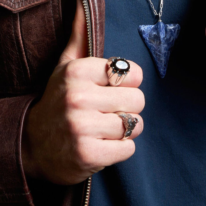 Nick Von K Sterling Silver with Smokey Quartz Large Star Claw Ring
