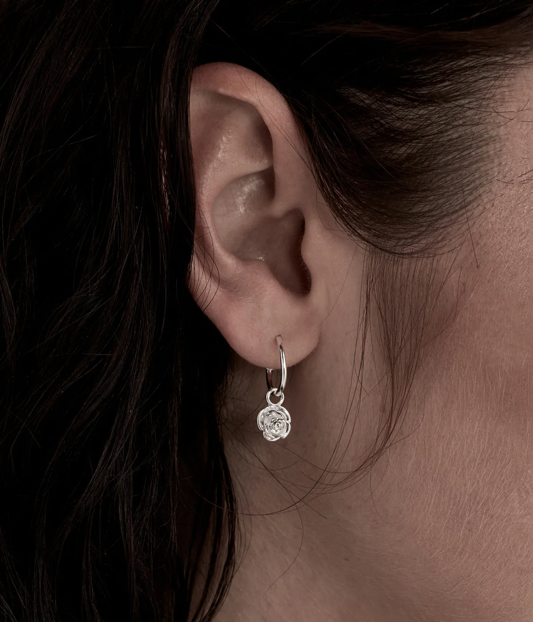 Stolen Silver Rose Bud Anchor Earrings