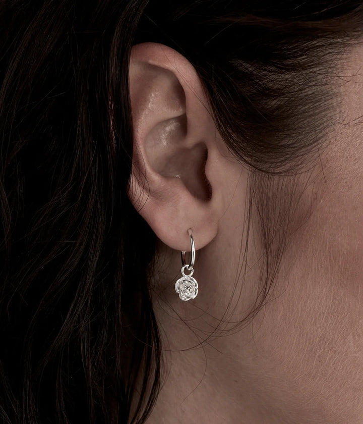 Stolen Silver Rose Bud Anchor Earrings