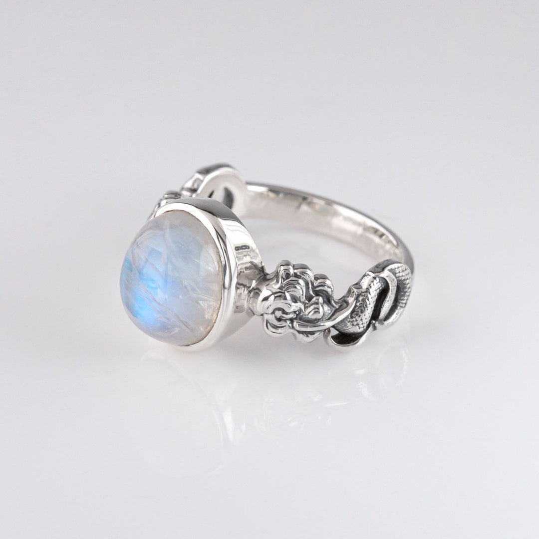 Nick Von K Sterling Silver with Rainbow Moonstone Mermaid Ring