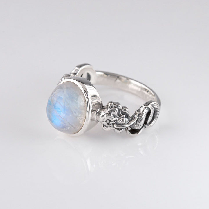 Nick Von K Sterling Silver with Rainbow Moonstone Mermaid Ring