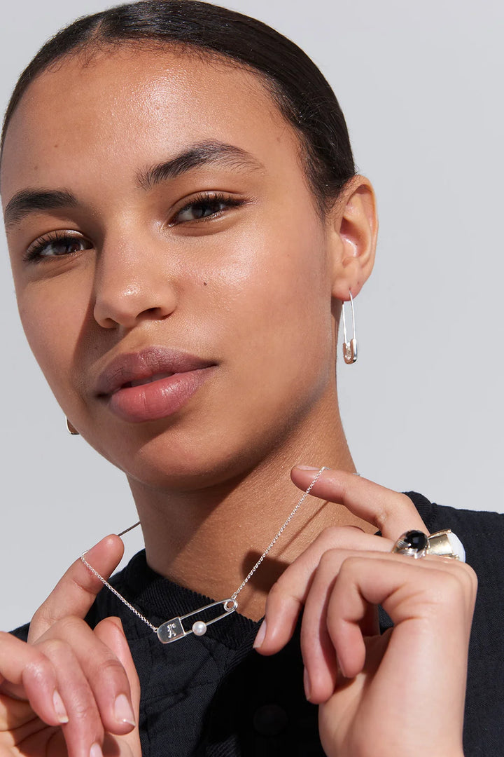 Karen Walker Silver Runaway Safety Pin Necklace