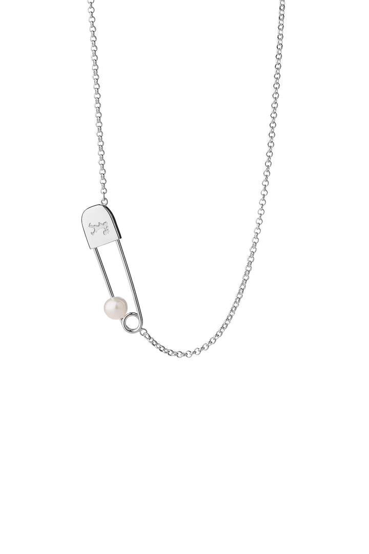 Karen Walker Silver Runaway Safety Pin Necklace