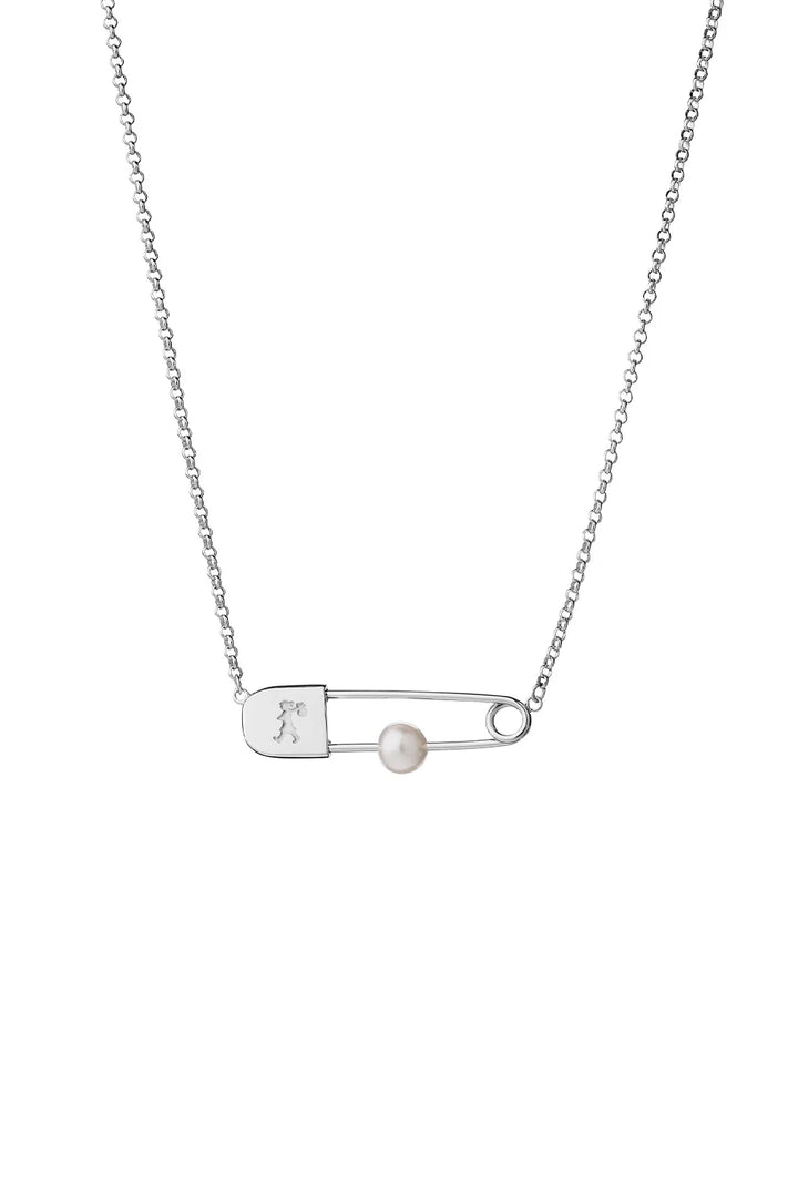 Karen Walker Silver Runaway Safety Pin Necklace