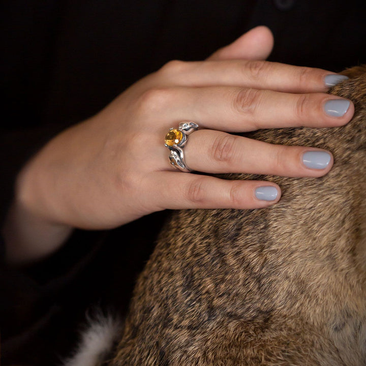 Nick Von K Sterling Silver with Citrine Lucky Bunny Ring