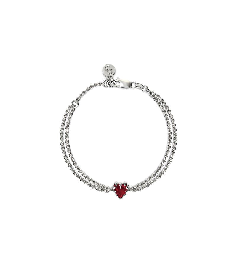 Stolen Silver Love Claw Bracelet - Red Garnet