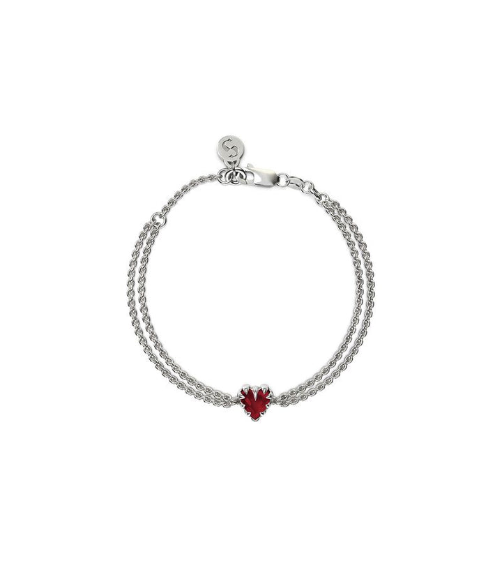 Stolen Silver Love Claw Bracelet - Red Garnet