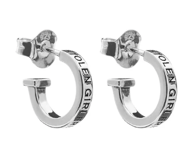 Stolen Silver Clean Logo Hoop Earrings