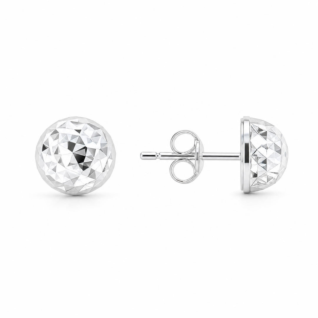 LT Sterling Silver Diamond Cut Stud Earrings