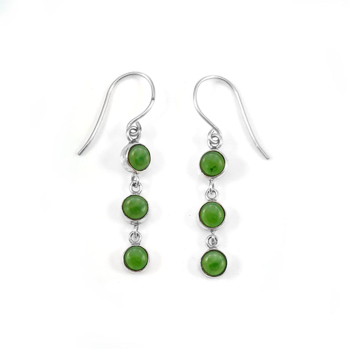 Nick Von K Sterling Silver and Pounamu 3 Muses Earrings