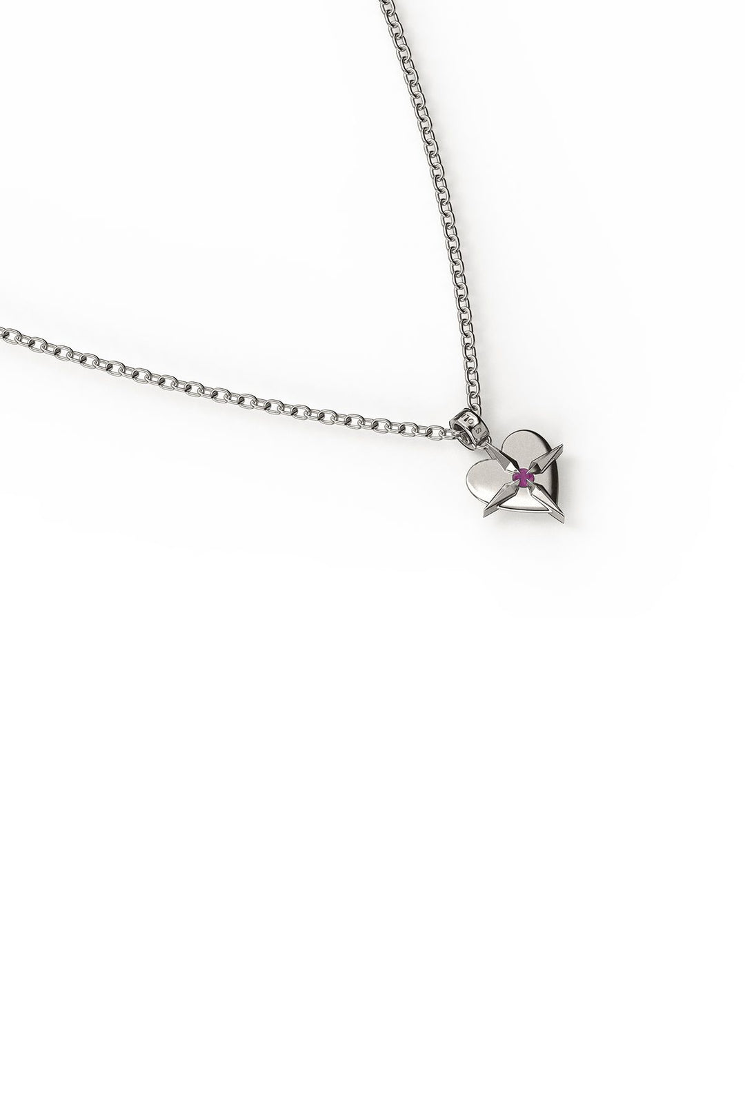 Stolen July Birthstone Heart Silver and Ruby Necklace