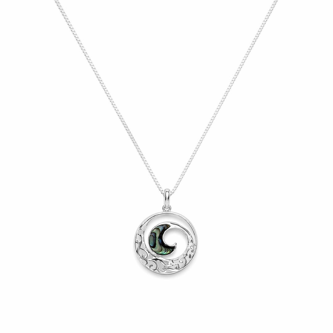 LT Sterling Silver Paua Openwork Wave Necklace