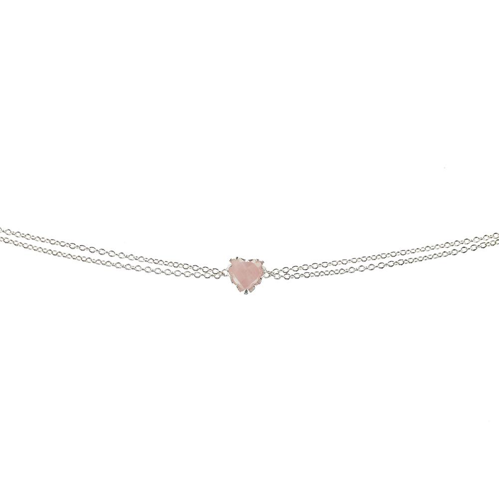 Stolen Silver Love Claw Bracelet  - Rose Quartz