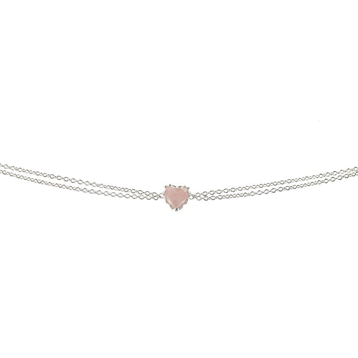 Stolen Silver Love Claw Bracelet  - Rose Quartz