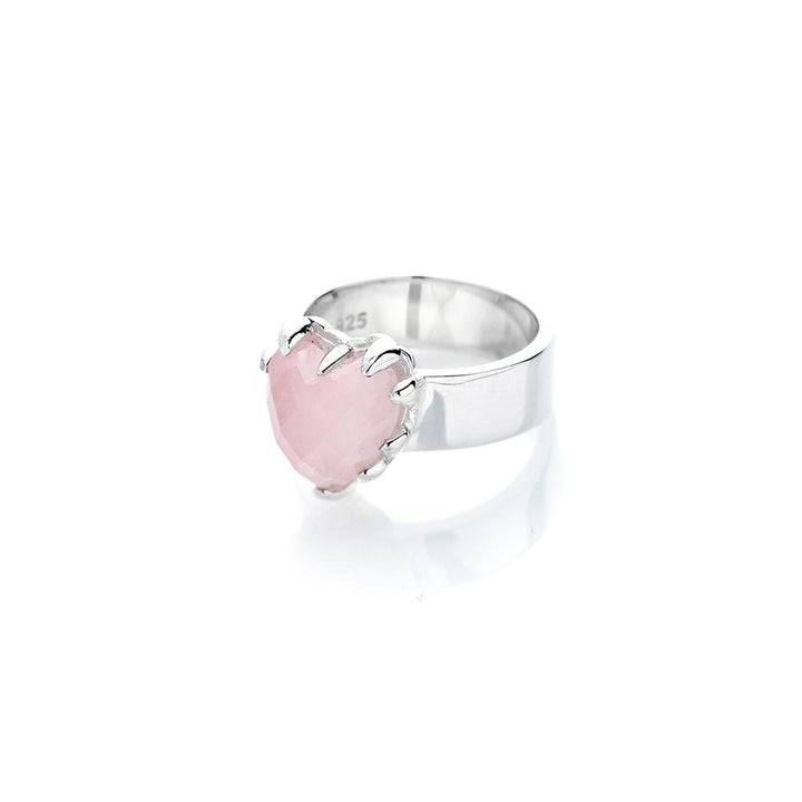 Stolen Silver Love Claw Ring  - Rose Quartz