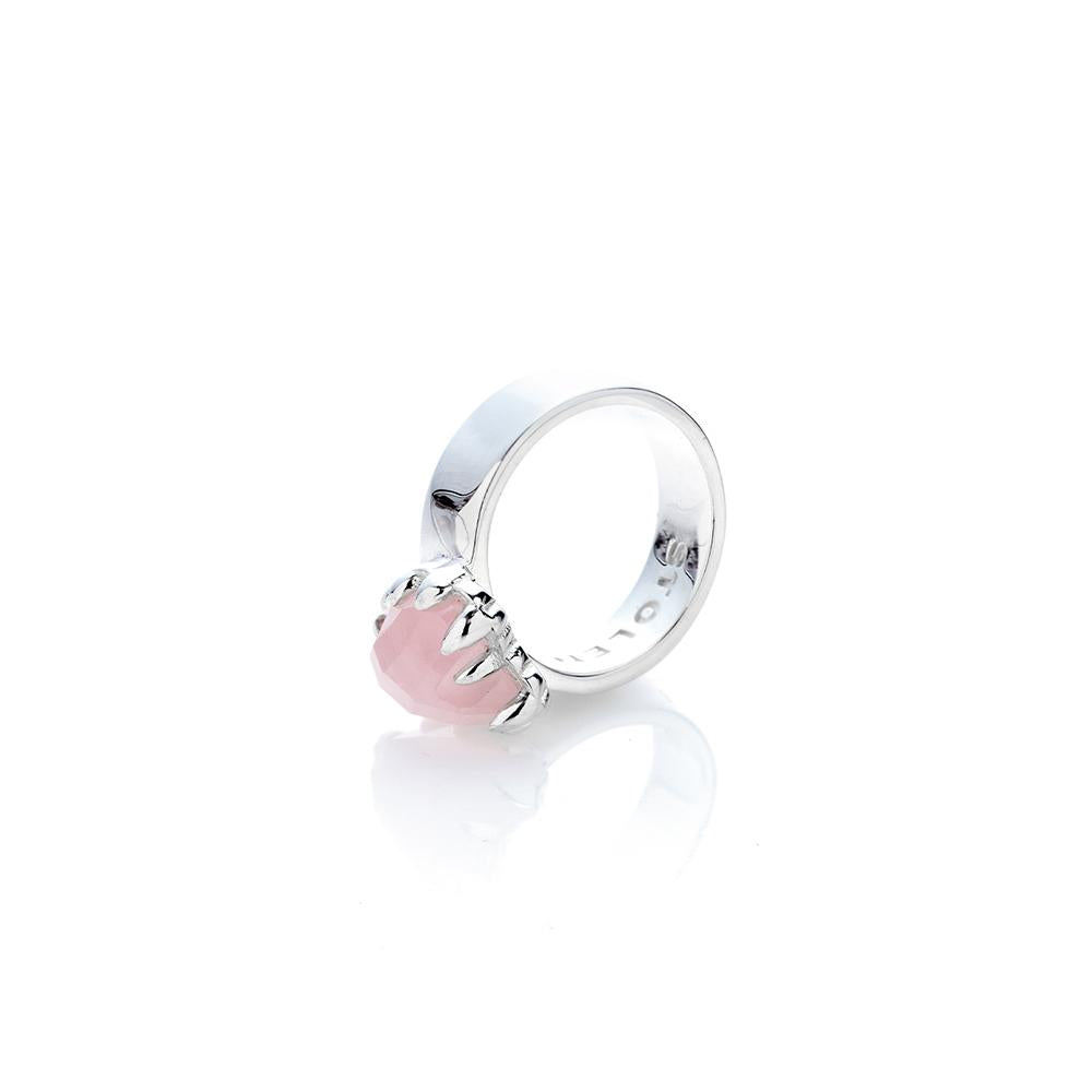 Stolen Silver Love Claw Ring  - Rose Quartz