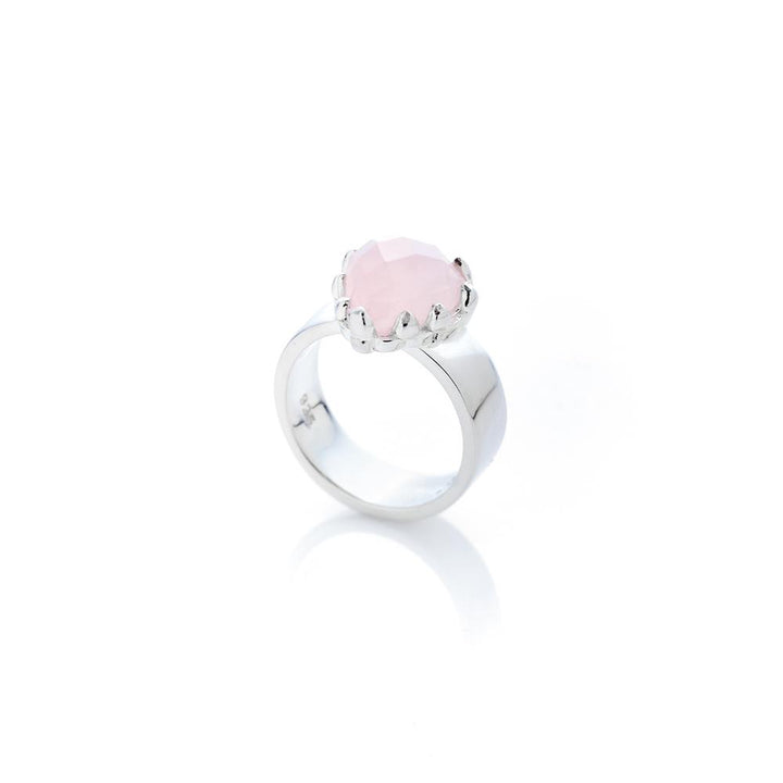 Stolen Silver Love Claw Ring  - Rose Quartz