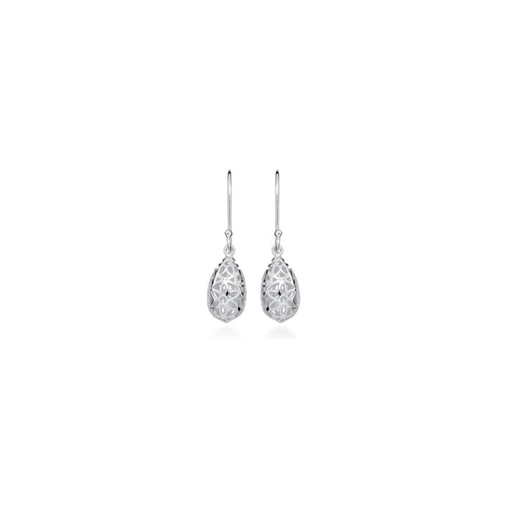 LT Sterling Silver Filigree Flower Teardrop Earrings