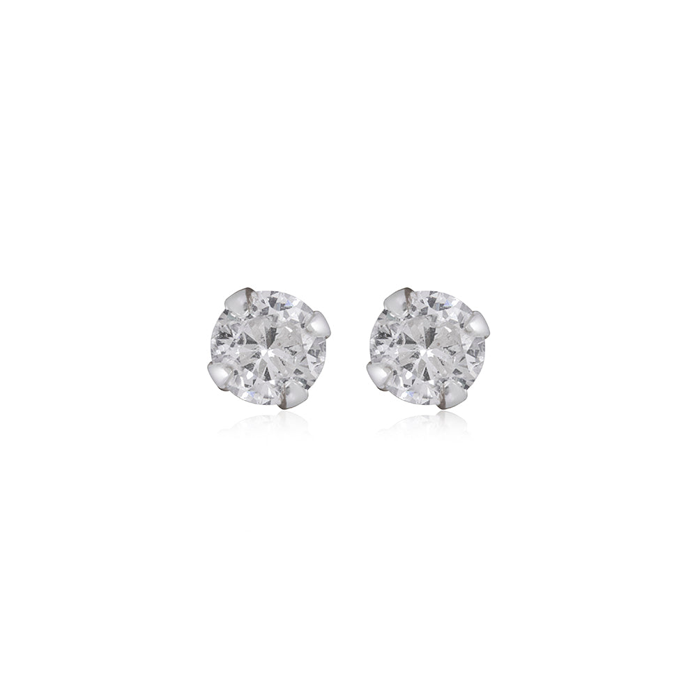 LT Sterling Silver Small Round CZ Stud Earrings Earrings - 4mm