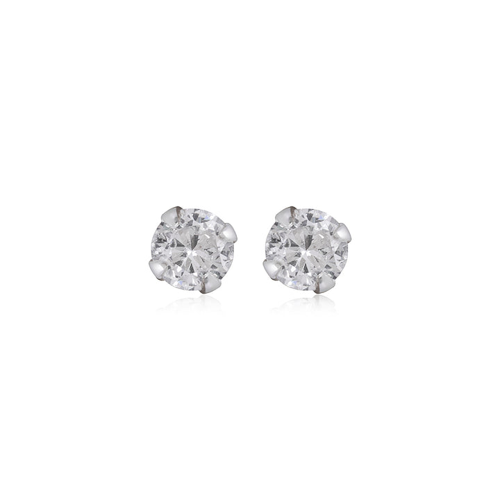 LT Sterling Silver Small Round CZ Stud Earrings Earrings - 4mm