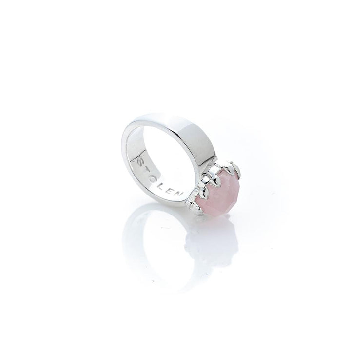 Stolen Silver Love Claw Ring  - Rose Quartz