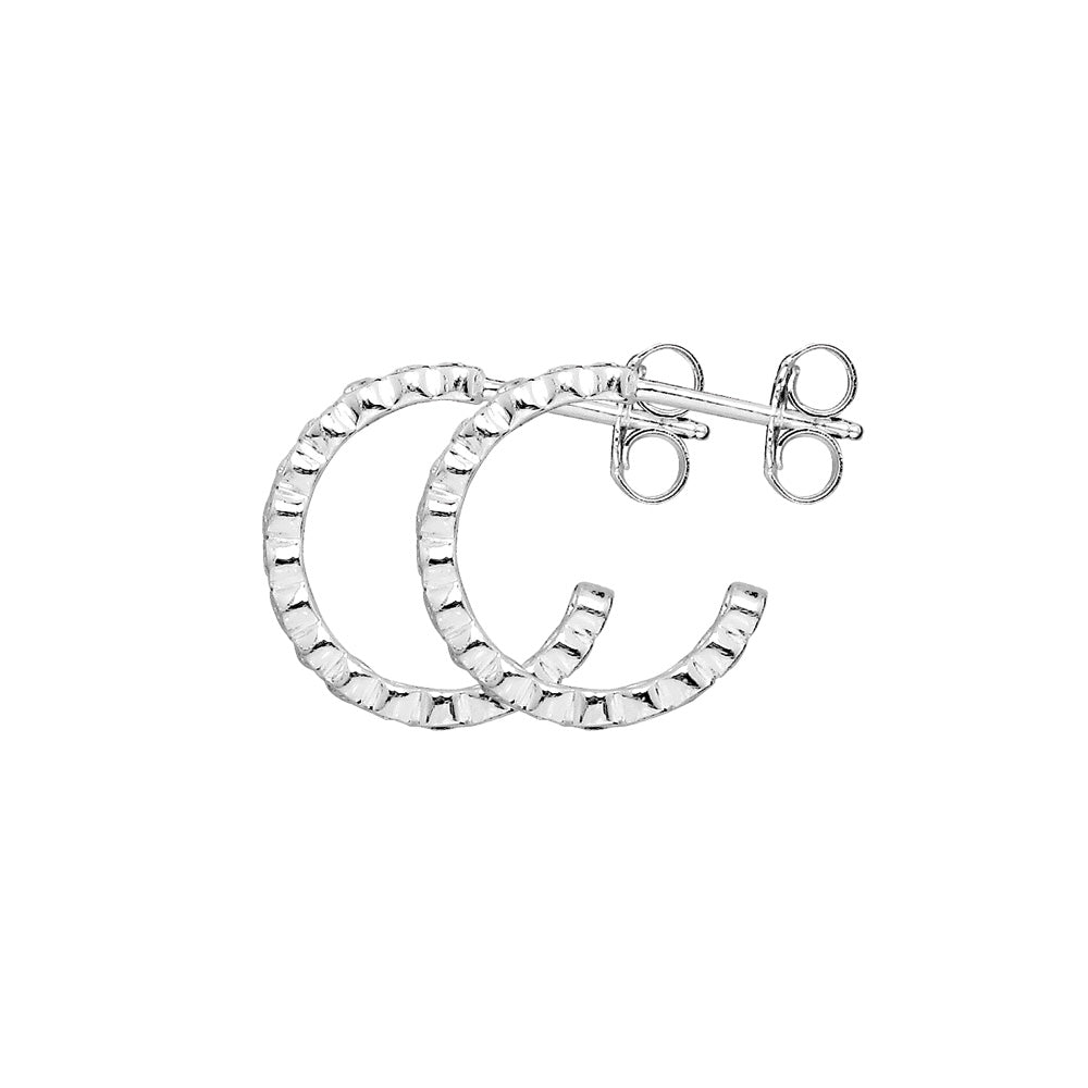 LT Sterling Silver Rubina CZ Hoop Earrings