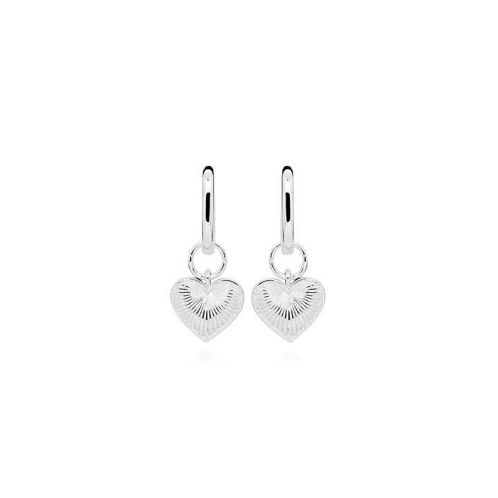 LT Sterling Silver Sunburst Heart on Square Huggies