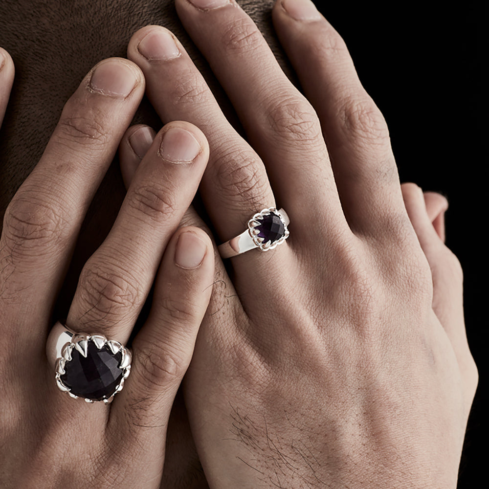 Stolen Silver Baby Claw Ring - Onyx