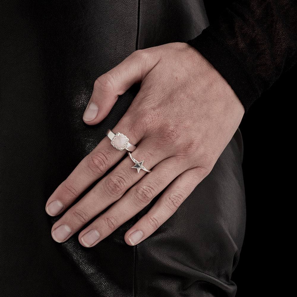 Stolen Silver Baby Claw Ring - Rose Quartz