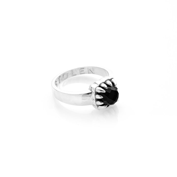 Stolen Silver Baby Claw Ring - Onyx