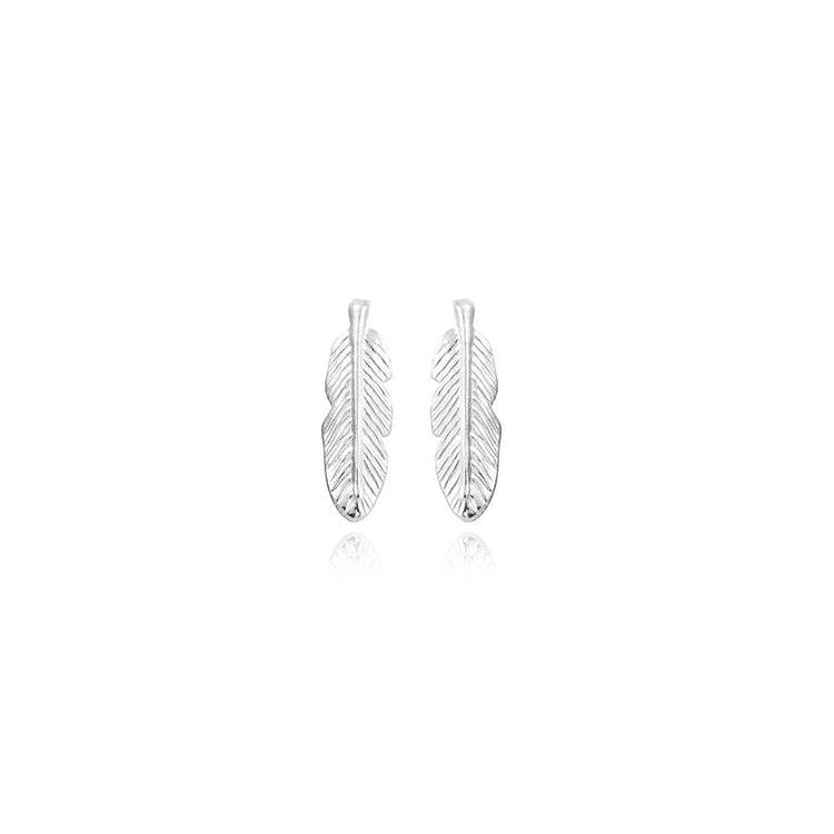 LT Sterling Silver Feather Stud Earrings
