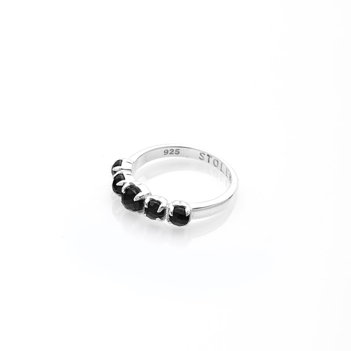 Stolen Silver Halo Cluster Ring - Onyx