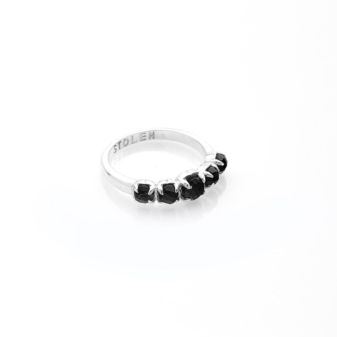 Stolen Silver Halo Cluster Ring - Onyx