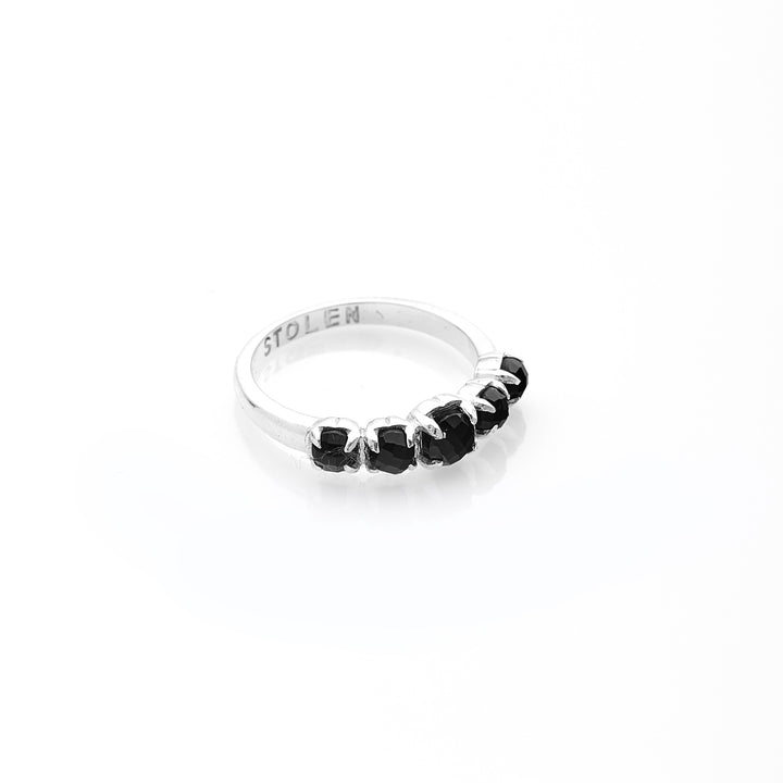 Stolen Silver Halo Cluster Ring - Onyx