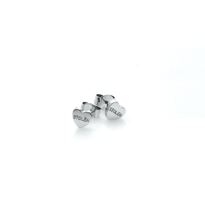Stolen Silver Heart Studs
