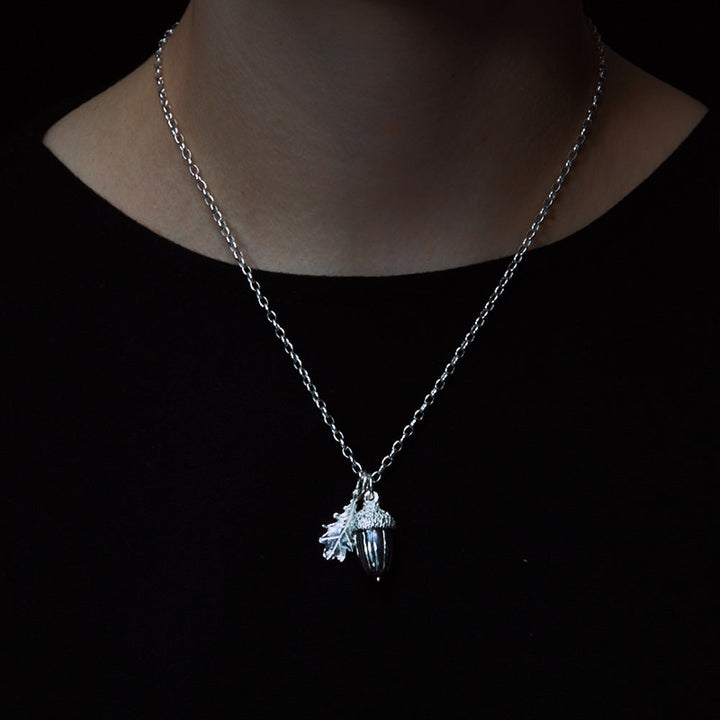 Karen Walker Silver Acorn & Leaf Necklace