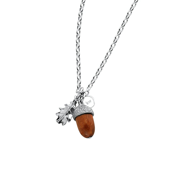 Karen Walker Silver Wood Acorn & Leaf Necklace