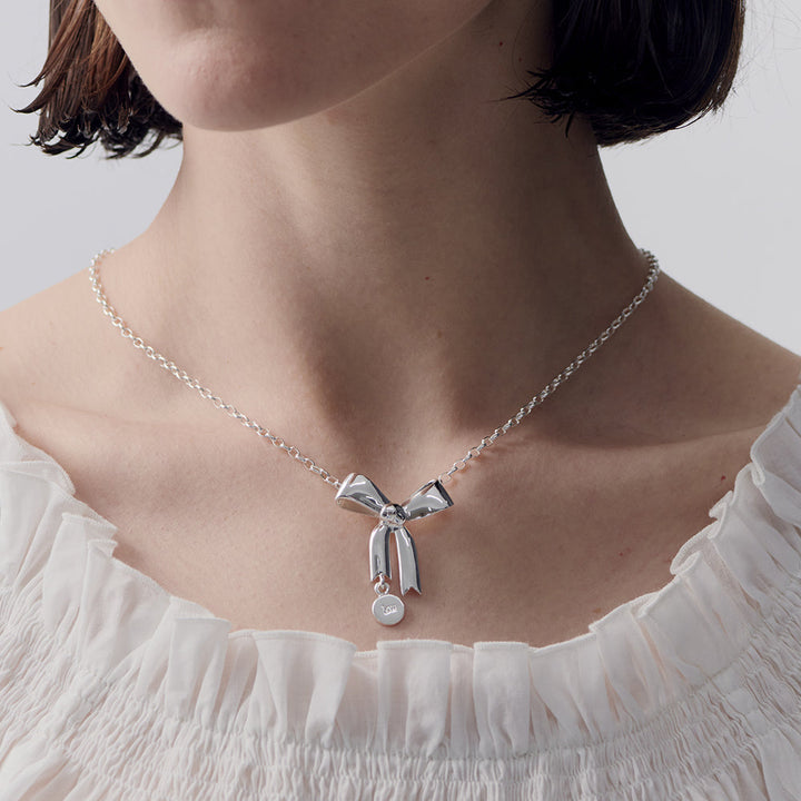 Karen Walker Silver Bow Necklace