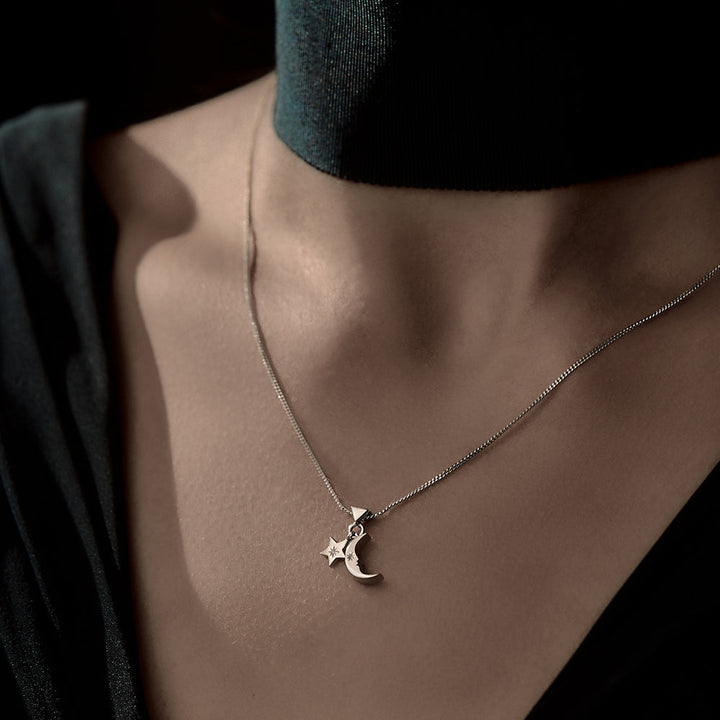 Karen Walker Silver Moon & Star Charm Necklace