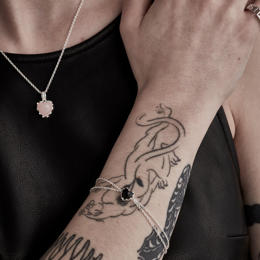 Stolen Silver Love Claw Bracelet - Onyx