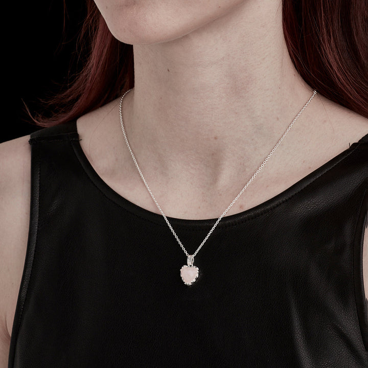 Stolen Silver Love Claw Necklace  - Rose Quartz