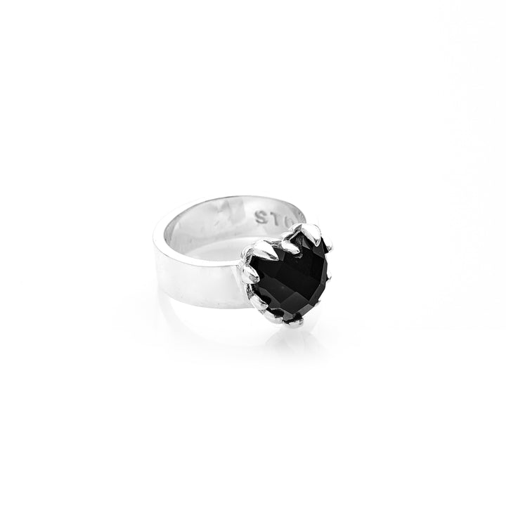 Stolen Silver Love Claw Ring - Onyx