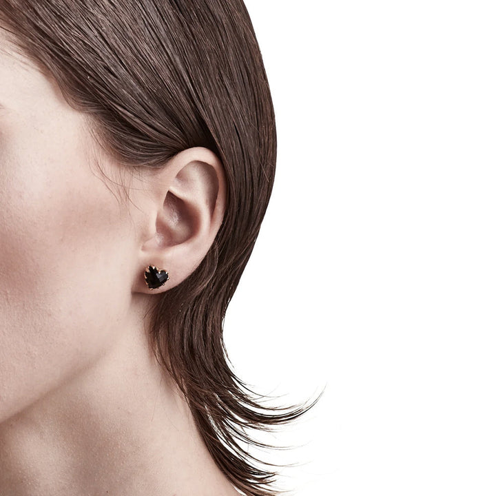 Stolen Gold Plated Love Claw Earrings - Onyx