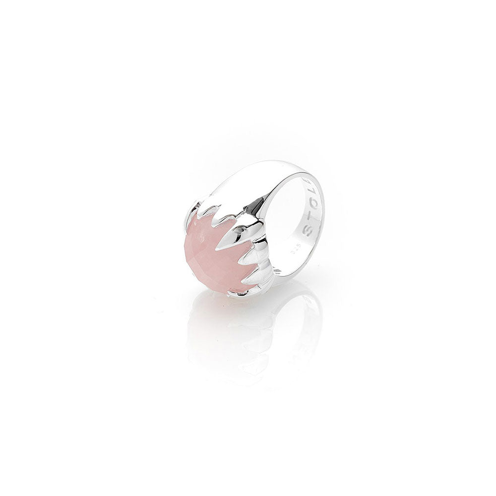 Stolen Silver Claw Ring - Rose Quartz