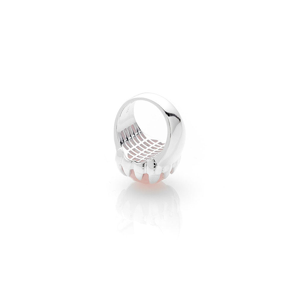 Stolen Silver Claw Ring - Rose Quartz