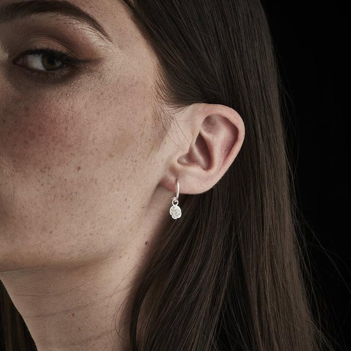 Stolen Silver Rose Bud Anchor Earrings