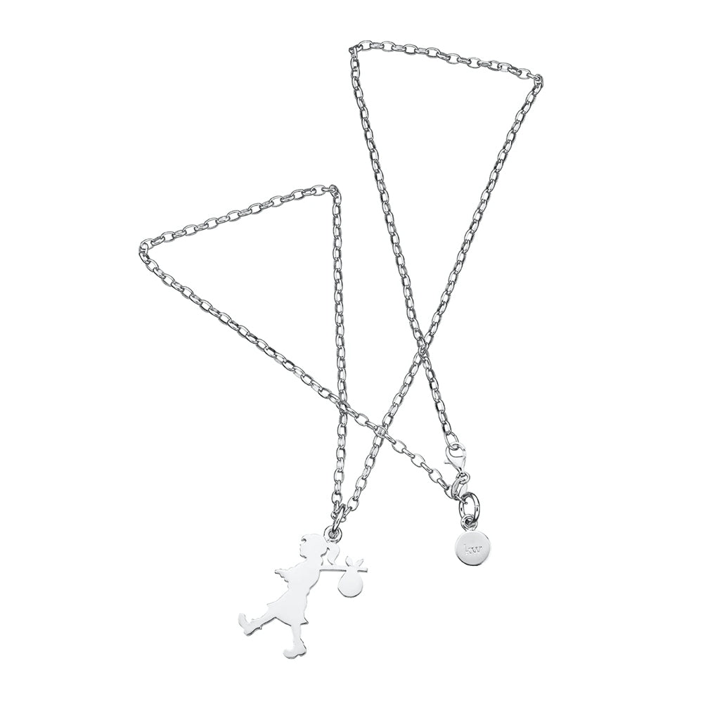Karen Walker Silver Large Runaway Girl Necklace