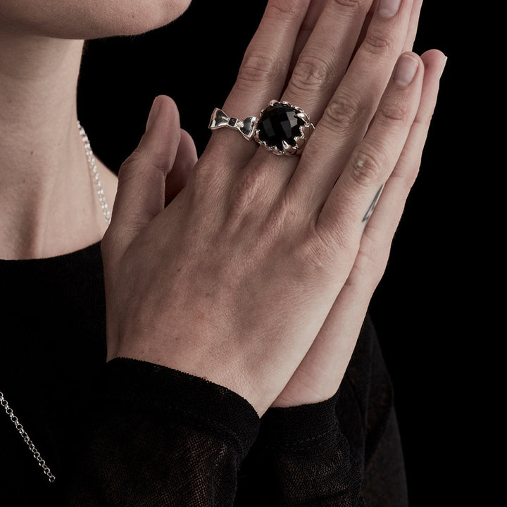Stolen Silver Claw Ring - Onyx