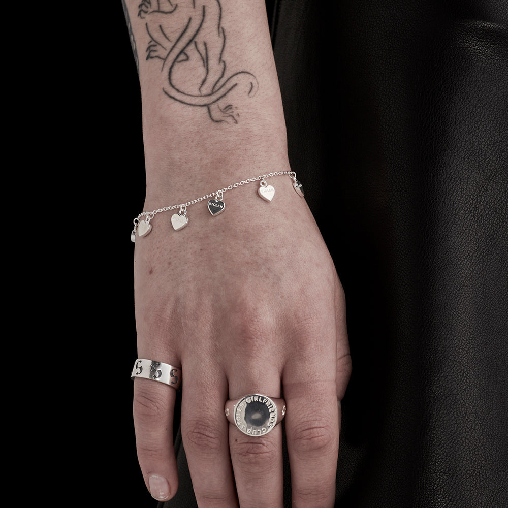 Stolen Silver Heart Bracelet